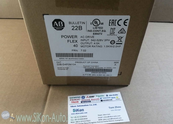 22B-D4P0N104 Allen Bradley Inverter 22BD4P0N104 PowerFlex 40- 1.5 kW (2.0 HP) AC Drive