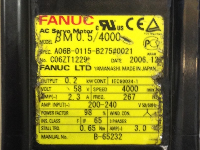 A06B-0115-B275 Fanuc Motor A06B-0115-B275 0021
