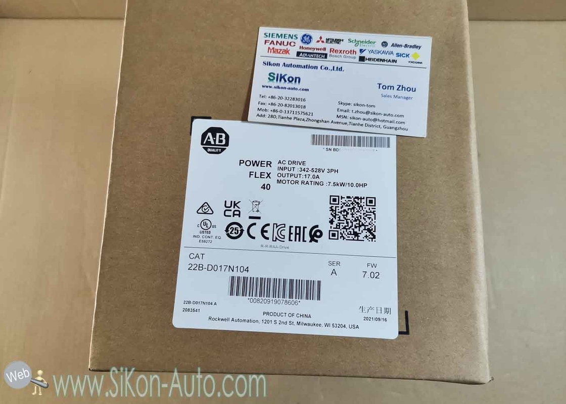 22B-D017N104 Allen Bradley Inverter 22BD017N104  PowerFlex 40- 7.5 kW (10 HP) AC Drive